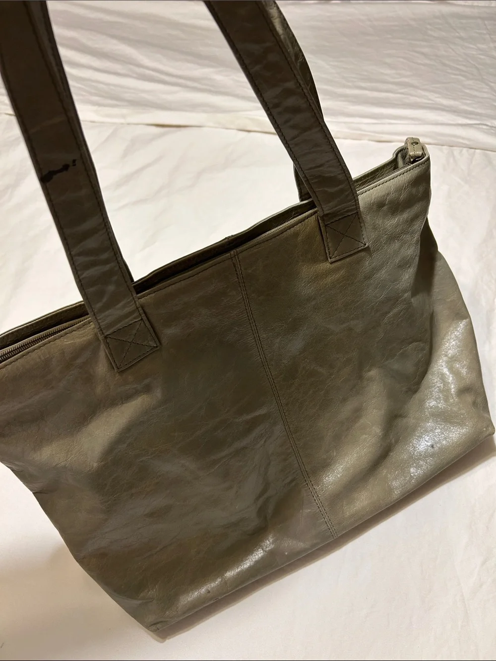 latico Olive-Tone Leather Tote Bag with Top Zip
